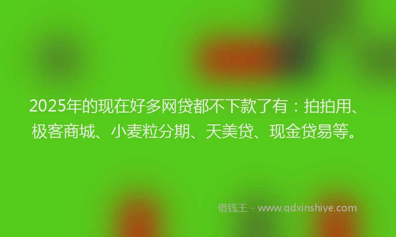 2025年的现在好多网贷都不下款了有：拍拍用、极客商城、小麦粒分期、天美贷、现金贷易等。