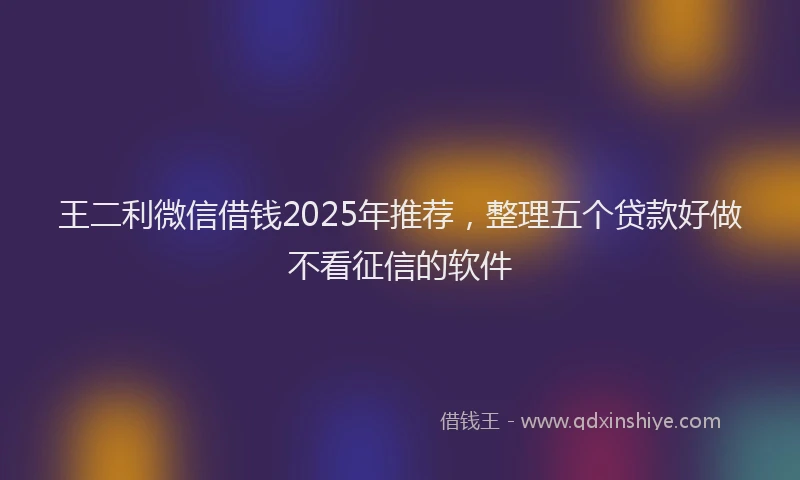 王二利微信借钱2025年推荐，整理五个贷款好做不看征信的软件