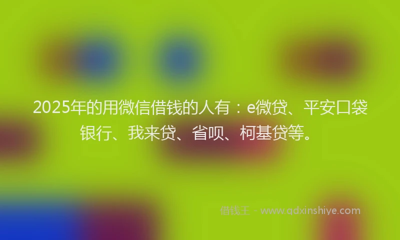 2025年的用微信借钱的人有：e微贷、平安口袋银行、我来贷、省呗、柯基贷等。