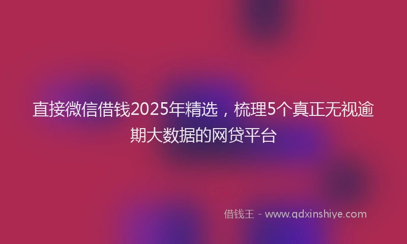 直接微信借钱2025年精选，梳理5个真正无视逾期大数据的网贷平台