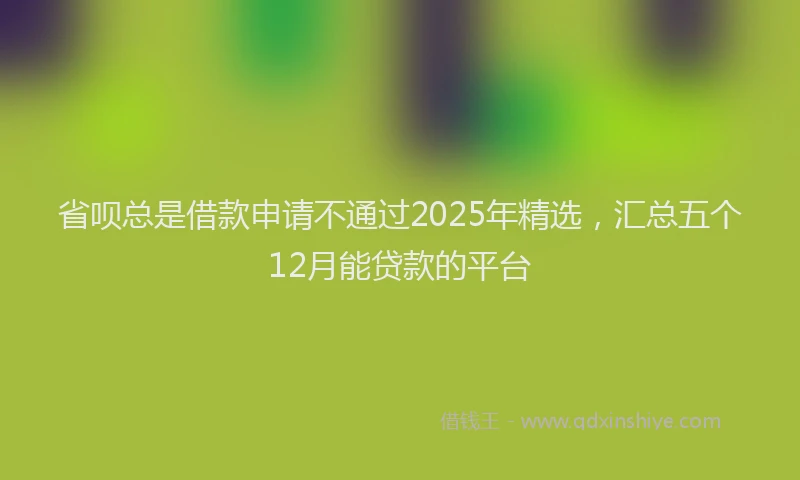 省呗总是借款申请不通过2025年精选，汇总五个12月能贷款的平台