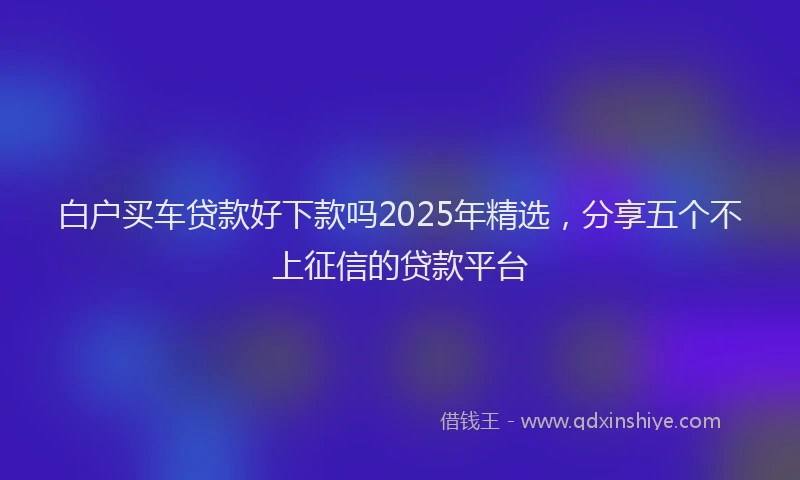 白户买车贷款好下款吗2025年精选，分享五个不上征信的贷款平台