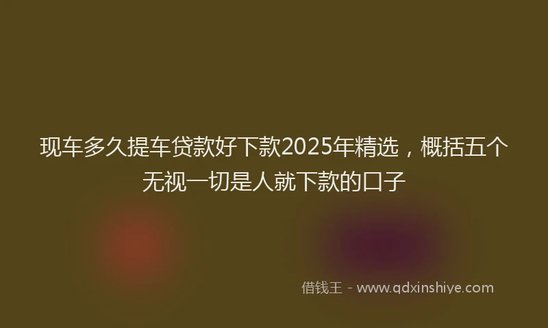 现车多久提车贷款好下款2025年精选，概括五个无视一切是人就下款的口子