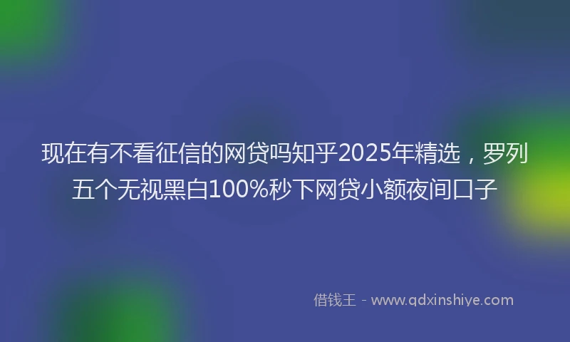 现在有不看征信的网贷吗知乎2025年精选，罗列五个无视黑白100%秒下网贷小额夜间口子