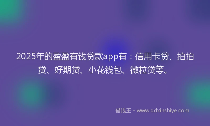 2025年的盈盈有钱贷款app有：信用卡贷、拍拍贷、好期贷、小花钱包、微粒贷等。