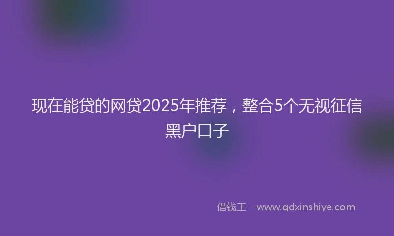 现在能贷的网贷2025年推荐，整合5个无视征信黑户口子