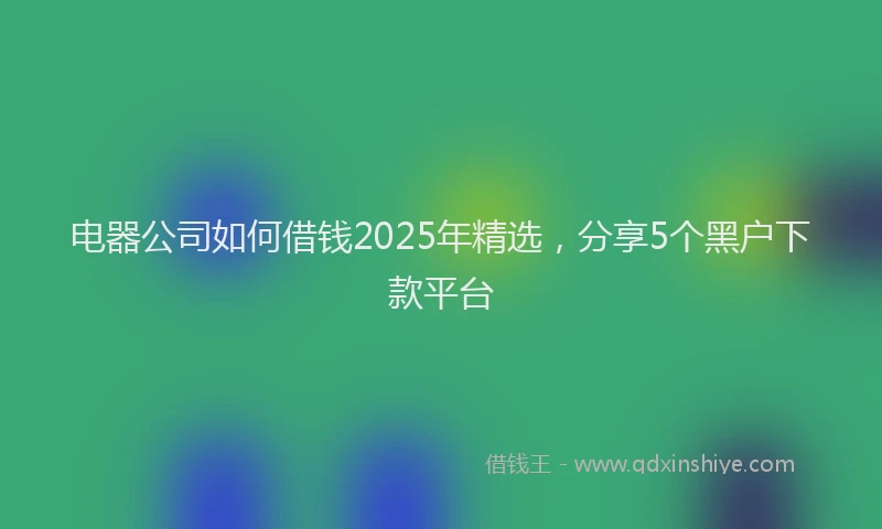电器公司如何借钱2025年精选，分享5个黑户下款平台