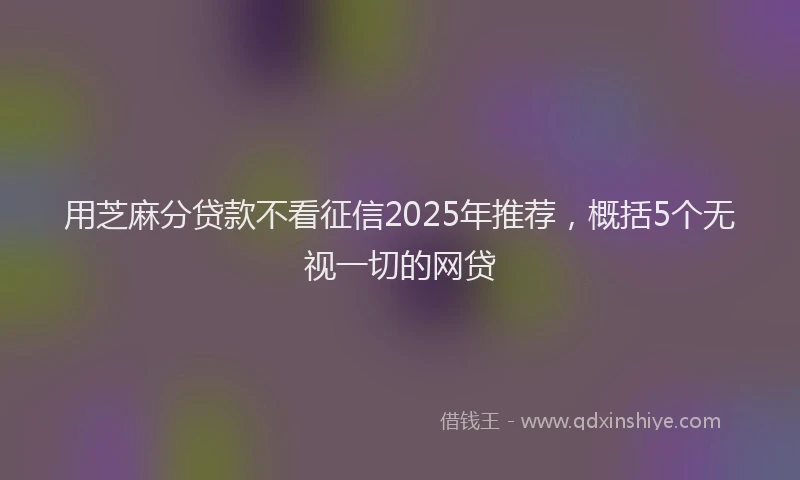 用芝麻分贷款不看征信2025年推荐，概括5个无视一切的网贷