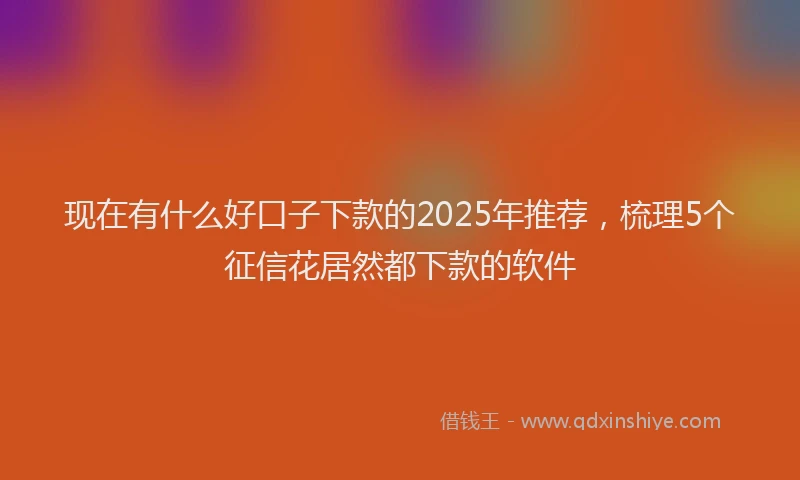 现在有什么好口子下款的2025年推荐，梳理5个征信花居然都下款的软件