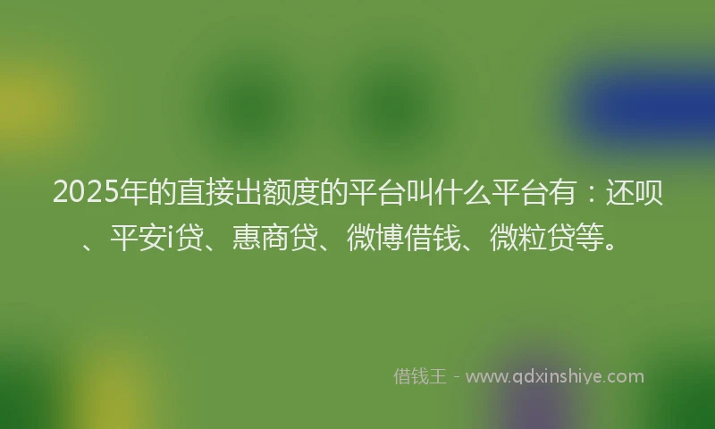 2025年的直接出额度的平台叫什么平台有：还呗、平安i贷、惠商贷、微博借钱、微粒贷等。