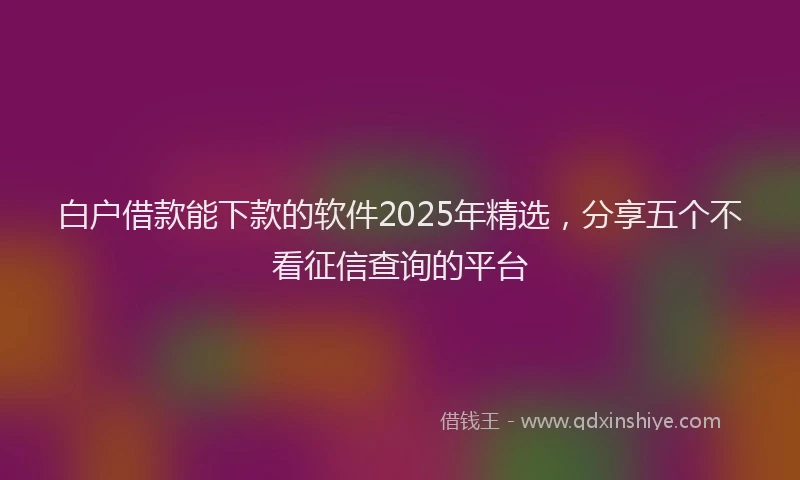 白户借款能下款的软件2025年精选，分享五个不看征信查询的平台