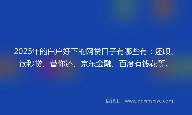 2025年的白户好下的网贷口子有哪些有：还呗、读秒贷、替你还、京东金融、百度有钱花等。