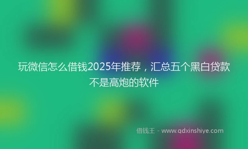 玩微信怎么借钱2025年推荐，汇总五个黑白贷款不是高炮的软件