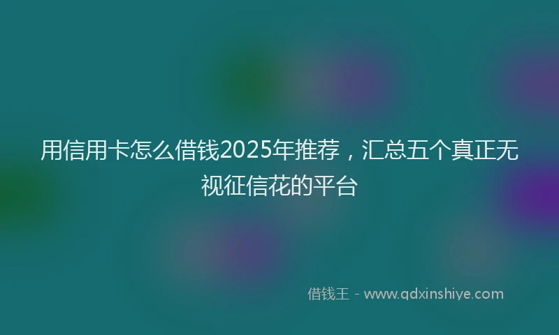 用信用卡怎么借钱2025年推荐，汇总五个真正无视征信花的平台