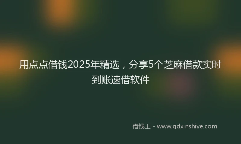 用点点借钱2025年精选，分享5个芝麻借款实时到账速借软件