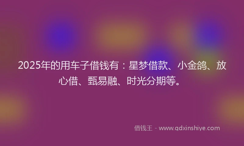 2025年的用车子借钱有：星梦借款、小金鸽、放心借、甄易融、时光分期等。