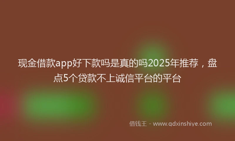 现金借款app好下款吗是真的吗2025年推荐，盘点5个贷款不上诚信平台的平台