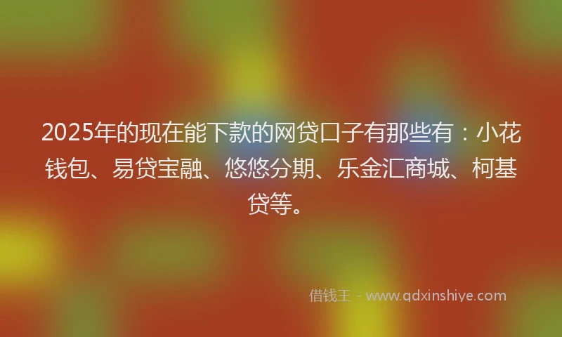 2025年的现在能下款的网贷口子有那些有：小花钱包、易贷宝融、悠悠分期、乐金汇商城、柯基贷等。