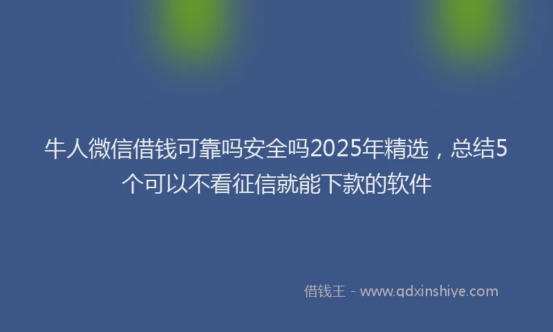 牛人微信借钱可靠吗安全吗2025年精选，总结5个可以不看征信就能下款的软件