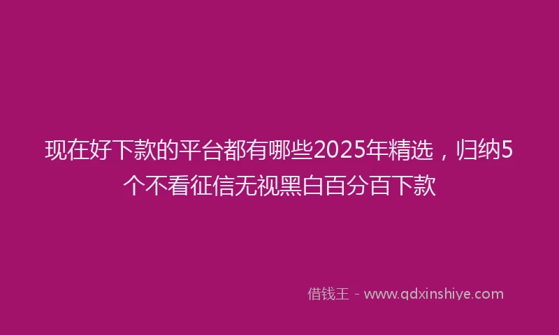 现在好下款的平台都有哪些2025年精选，归纳5个不看征信无视黑白百分百下款
