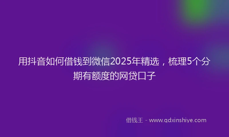 用抖音如何借钱到微信2025年精选，梳理5个分期有额度的网贷口子