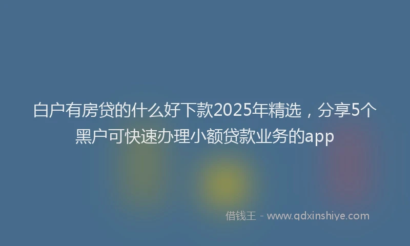 白户有房贷的什么好下款2025年精选，分享5个黑户可快速办理小额贷款业务的app