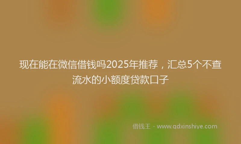 现在能在微信借钱吗2025年推荐，汇总5个不查流水的小额度贷款口子