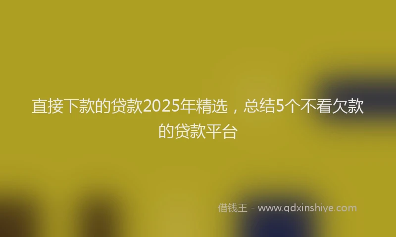 直接下款的贷款2025年精选，总结5个不看欠款的贷款平台