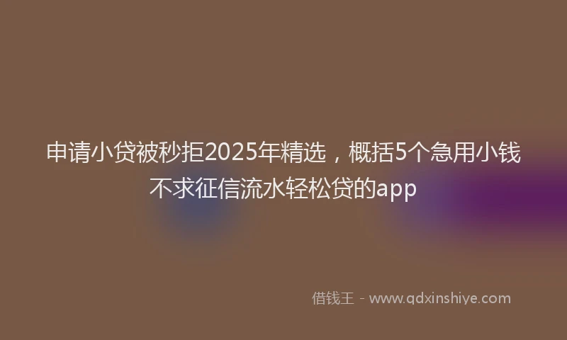 申请小贷被秒拒2025年精选，概括5个急用小钱不求征信流水轻松贷的app