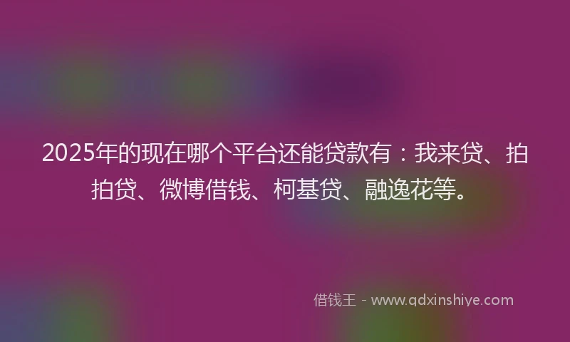 2025年的现在哪个平台还能贷款有：我来贷、拍拍贷、微博借钱、柯基贷、融逸花等。