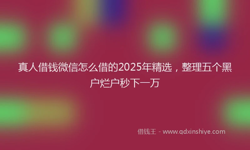 真人借钱微信怎么借的2025年精选，整理五个黑户烂户秒下一万
