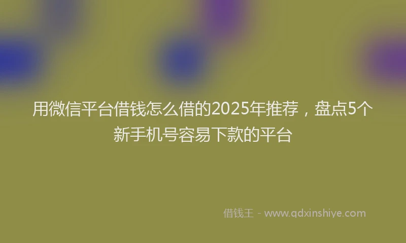用微信平台借钱怎么借的2025年推荐，盘点5个新手机号容易下款的平台