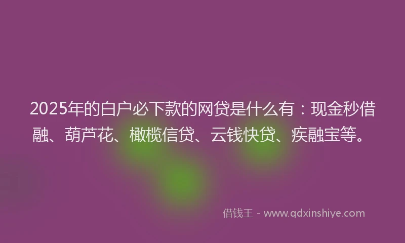 2025年的白户必下款的网贷是什么有：现金秒借融、葫芦花、橄榄信贷、云钱快贷、疾融宝等。