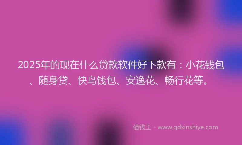 2025年的现在什么贷款软件好下款有：小花钱包、随身贷、快鸟钱包、安逸花、畅行花等。