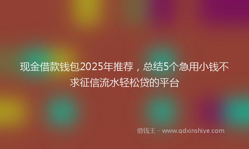 现金借款钱包2025年推荐，总结5个急用小钱不求征信流水轻松贷的平台