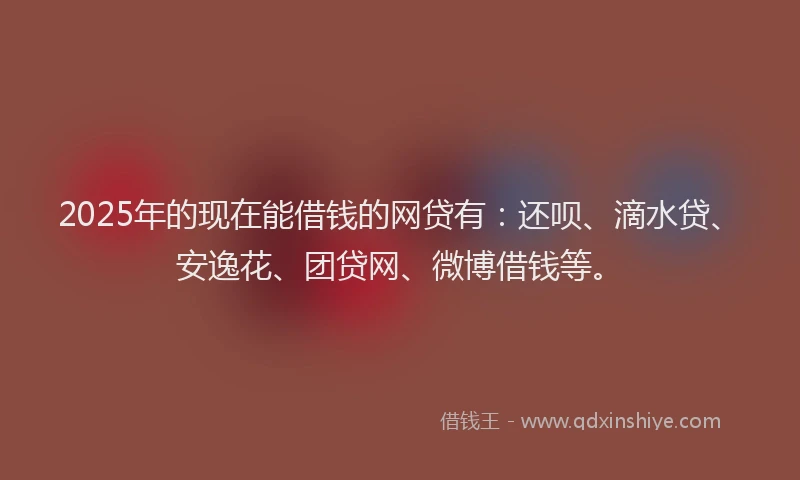 2025年的现在能借钱的网贷有：还呗、滴水贷、安逸花、团贷网、微博借钱等。