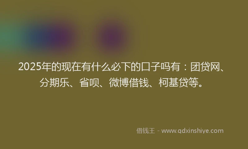 2025年的现在有什么必下的口子吗有：团贷网、分期乐、省呗、微博借钱、柯基贷等。
