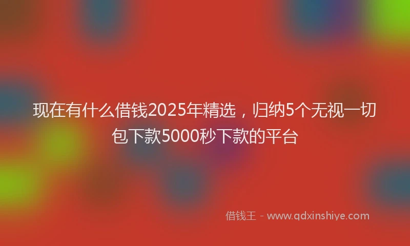 现在有什么借钱2025年精选，归纳5个无视一切包下款5000秒下款的平台