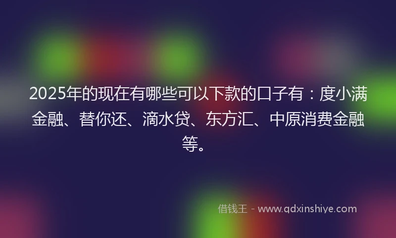 2025年的现在有哪些可以下款的口子有：度小满金融、替你还、滴水贷、东方汇、中原消费金融等。
