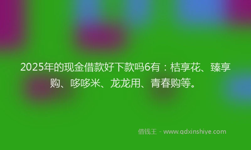 2025年的现金借款好下款吗6有：桔享花、臻享购、哆哆米、龙龙用、青春购等。