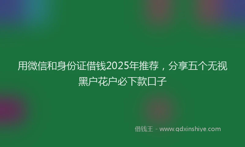 用微信和身份证借钱2025年推荐，分享五个无视黑户花户必下款口子