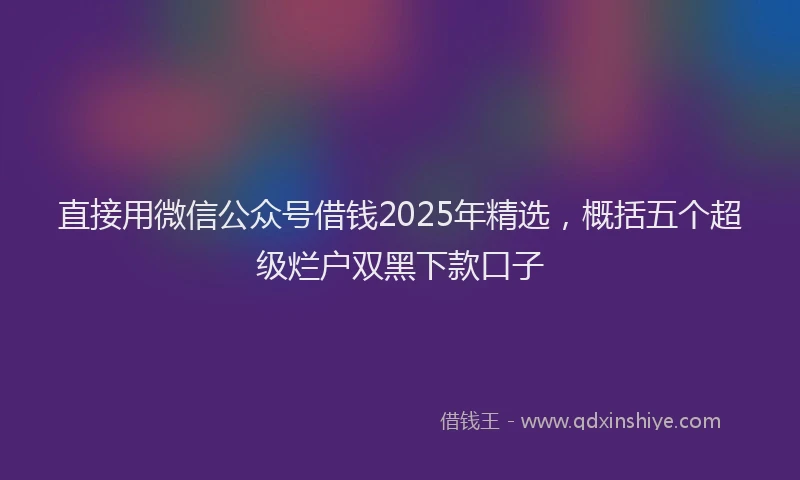 直接用微信公众号借钱2025年精选，概括五个超级烂户双黑下款口子