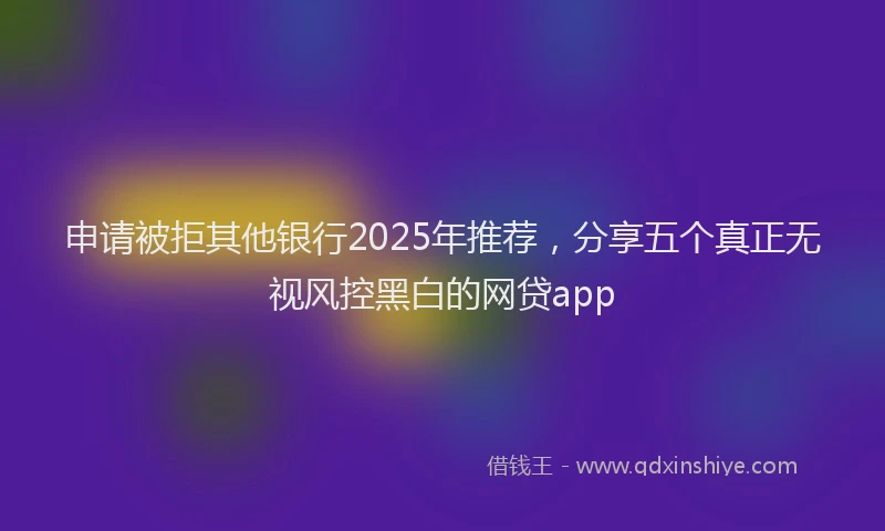 申请被拒其他银行2025年推荐，分享五个真正无视风控黑白的网贷app