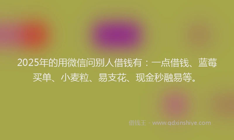 2025年的用微信问别人借钱有：一点借钱、蓝莓买单、小麦粒、易支花、现金秒融易等。