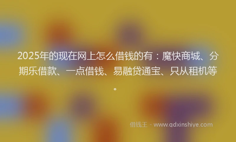 2025年的现在网上怎么借钱的有：魔快商城、分期乐借款、一点借钱、易融贷通宝、只从租机等。
