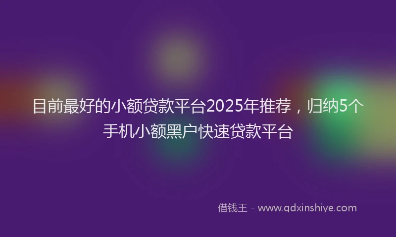 目前最好的小额贷款平台2025年推荐，归纳5个手机小额黑户快速贷款平台