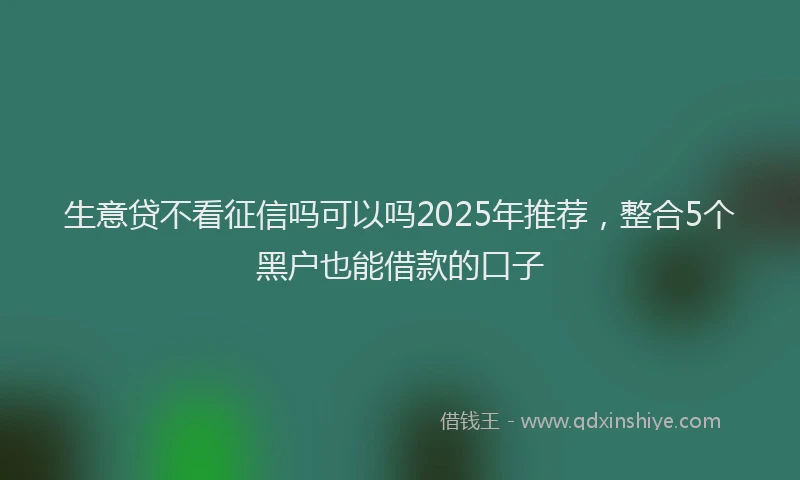 生意贷不看征信吗可以吗2025年推荐，整合5个黑户也能借款的口子