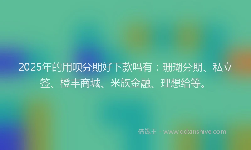 2025年的用呗分期好下款吗有：珊瑚分期、私立签、橙丰商城、米族金融、理想给等。