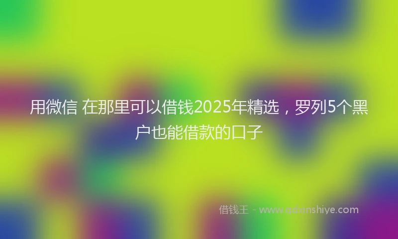 用微信 在那里可以借钱2025年精选，罗列5个黑户也能借款的口子