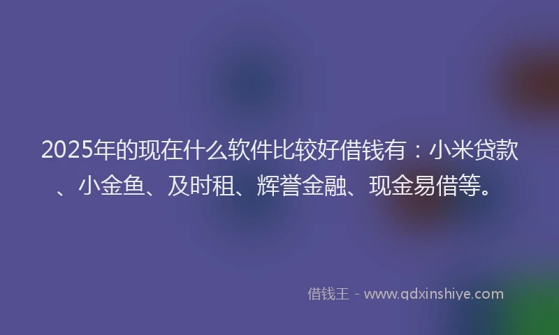 2025年的现在什么软件比较好借钱有：小米贷款、小金鱼、及时租、辉誉金融、现金易借等。